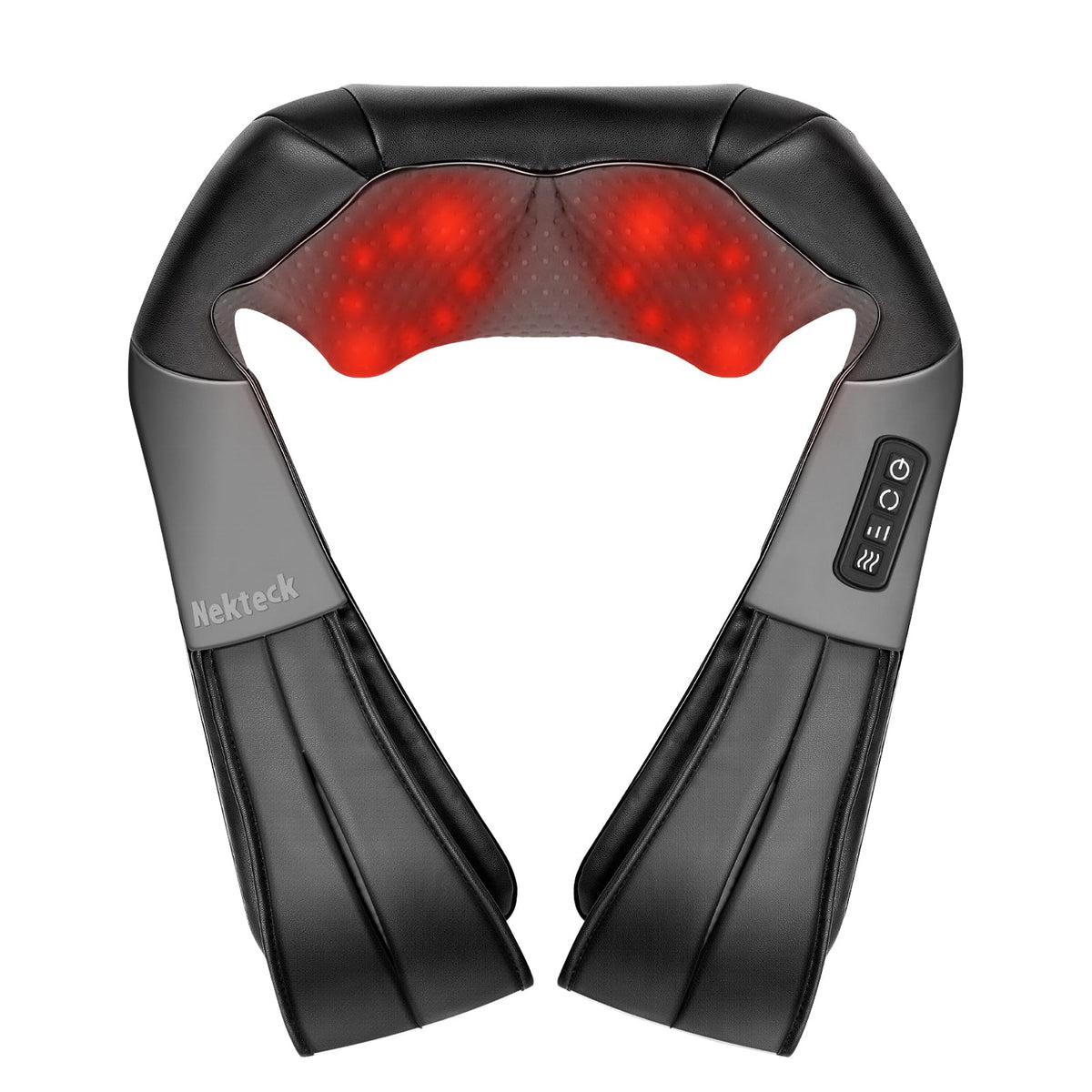 Nekteck Shiatsu Neck Massager with Heat for Pain Relief Deep Tissue, 2026 Upgraded 3D Back Shoulder Kneading Massage Pillow, Body Muscle Relaxation Tool Gifts for Him Her Mom Dad, Gray (NOT Cordless)