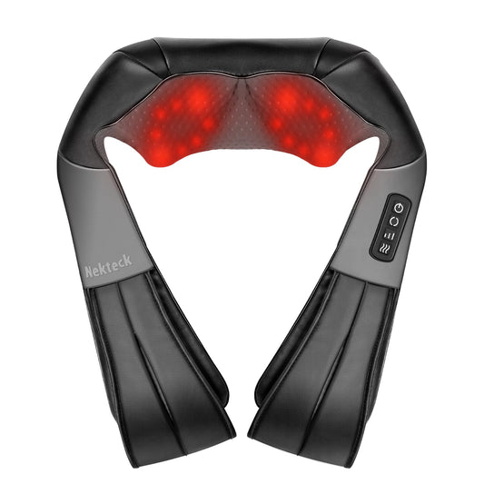 Nekteck Shiatsu Neck Massager with Heat for Pain Relief Deep Tissue, 2026 Upgraded 3D Back Shoulder Kneading Massage Pillow, Body Muscle Relaxation Tool Gifts for Him Her Mom Dad, Gray (NOT Cordless)